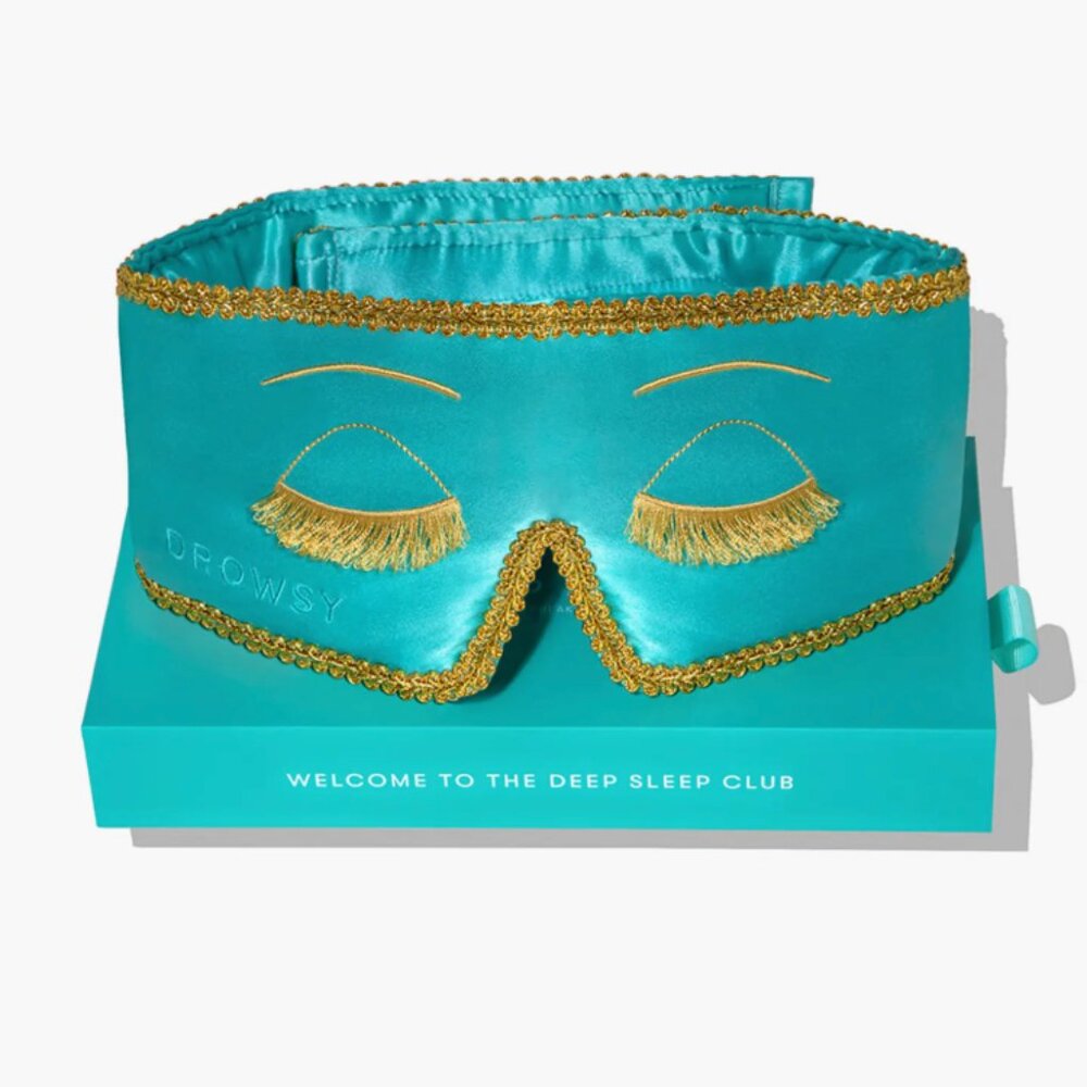 DROWSY Silk Sleep Mask - Eyelash-Protecting Contoured - Tiffany Blue - Picture 4 of 5